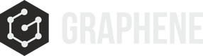 Hexagonal logo with connected dots on the left, and GRAPHENE in bold, gray letters on the right. The design suggests a tech or scientific theme.